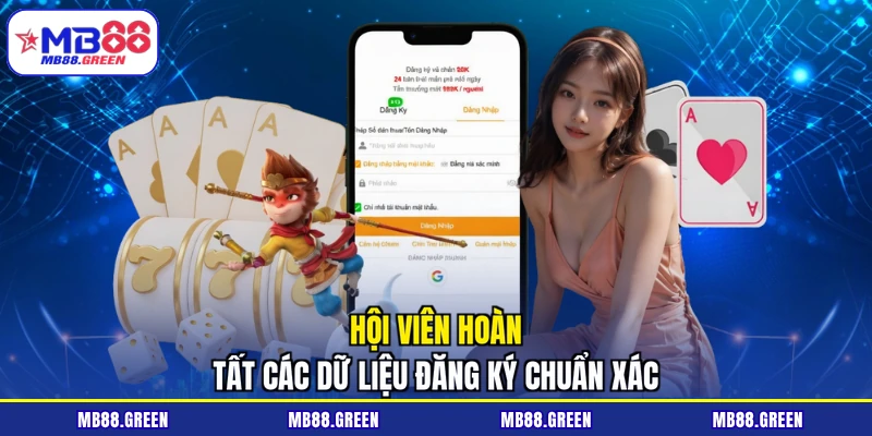 Hội viên hoàn tất các dữ liệu đăng ký chuẩn xác
